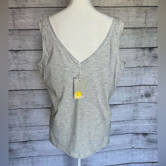 NWT Boden double v-neck black and white striped tank size large - Picture 8 of 11